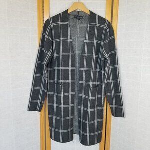Charcoal Gray Cardigan Sweater Coat Long Line Size Large Sears Simply Styled